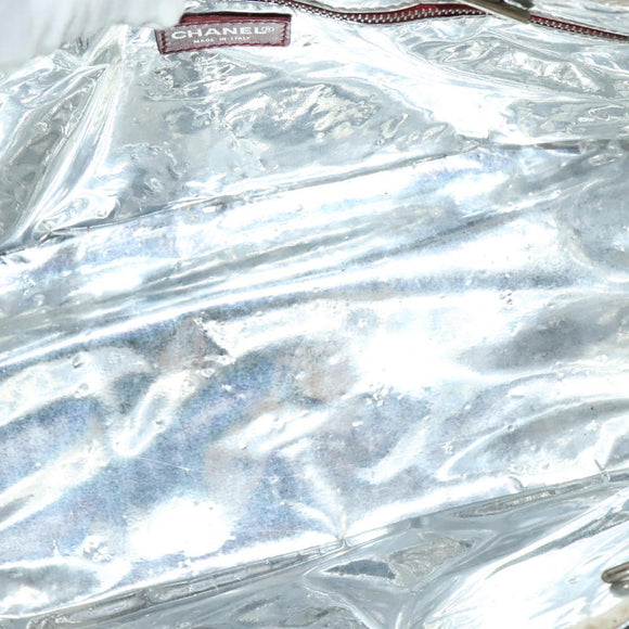 CHANEL Chain Tote Bag No5 Canvas Navy Silver CC Auth 135564