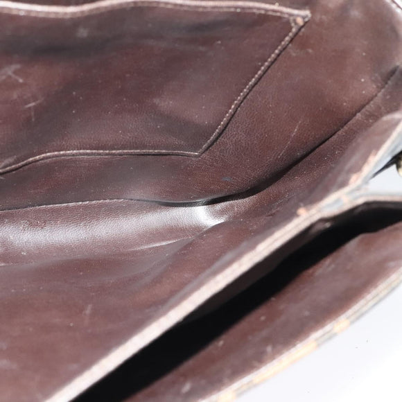 FENDI Zucca Canvas Shoulder Bag Black Brown Auth 135567