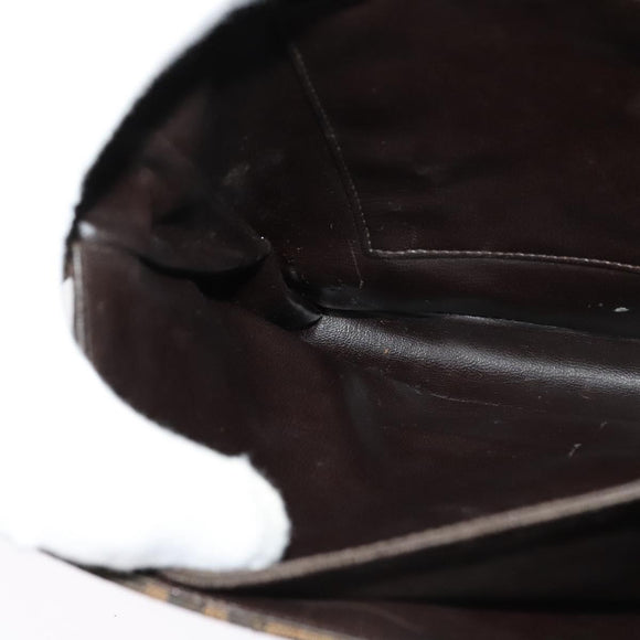 FENDI Zucca Canvas Shoulder Bag Black Brown Auth 135567