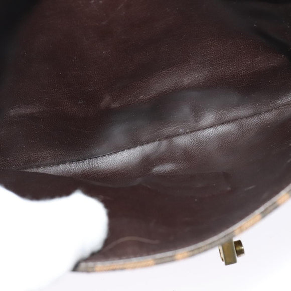 FENDI Zucca Canvas Shoulder Bag Black Brown Auth 135567