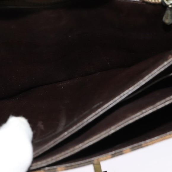 FENDI Zucca Canvas Shoulder Bag Black Brown Auth 135567