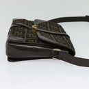 FENDI Zucca Canvas Shoulder Bag Black Brown Auth 135567-4
