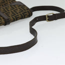 FENDI Zucca Canvas Shoulder Bag Black Brown Auth 135567-7