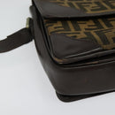 FENDI Zucca Canvas Shoulder Bag Black Brown Auth 135567-9