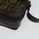 FENDI Zucca Canvas Shoulder Bag Black Brown Auth 135567-14