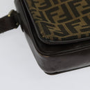 FENDI Zucca Canvas Shoulder Bag Black Brown Auth 135567-15