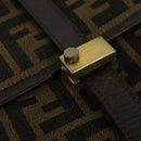 FENDI Zucca Canvas Shoulder Bag Black Brown Auth 135567-10