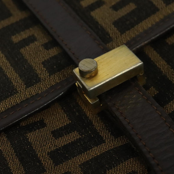 FENDI Zucca Canvas Shoulder Bag Black Brown Auth 135567