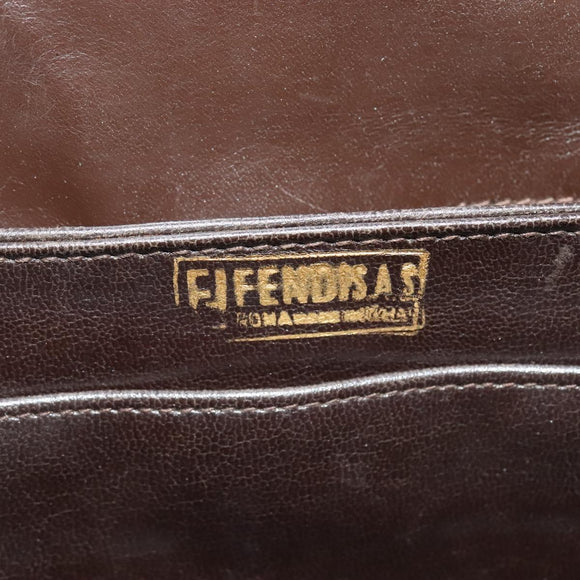 FENDI Zucca Canvas Shoulder Bag Black Brown Auth 135567