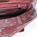 LOEWE Anagram Hand Bag Leather 2way Red Gold Auth 135569-21