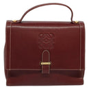 LOEWE Anagram Hand Bag Leather 2way Red Gold Auth 135569-13