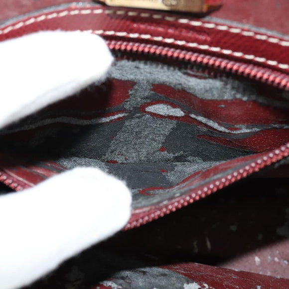 LOEWE Anagram Hand Bag Leather 2way Red Gold Auth 135569