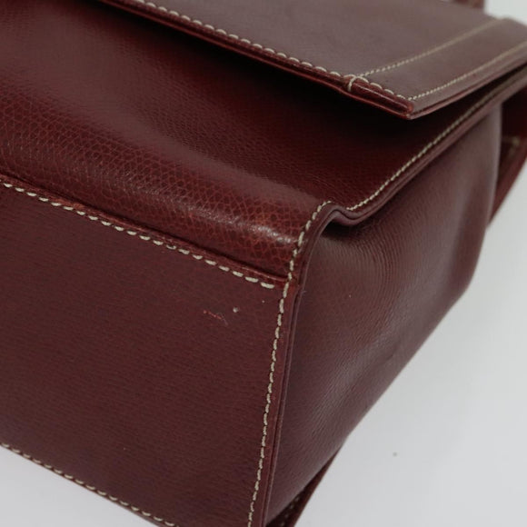 LOEWE Anagram Hand Bag Leather 2way Red Gold Auth 135569