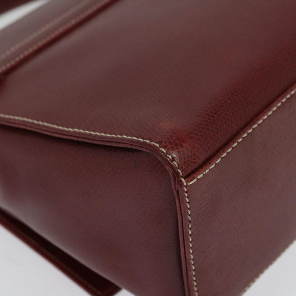 LOEWE Anagram Hand Bag Leather 2way Red Gold Auth 135569