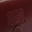 LOEWE Anagram Hand Bag Leather 2way Red Gold Auth 135569-18