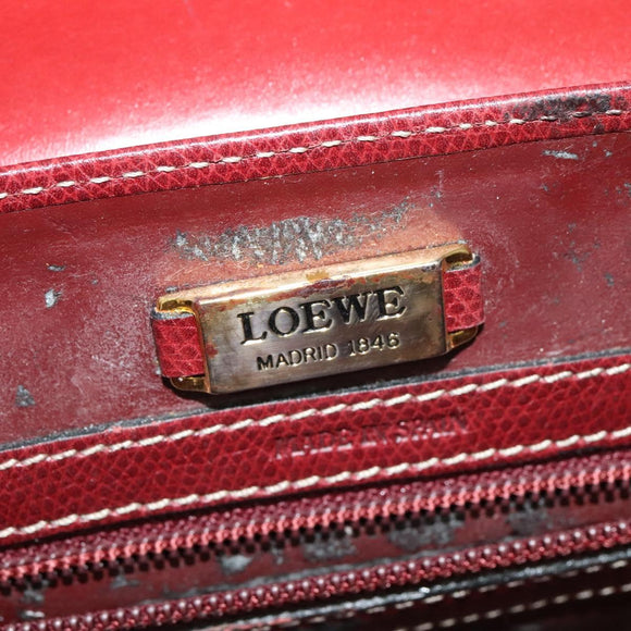 LOEWE Anagram Hand Bag Leather 2way Red Gold Auth 135569