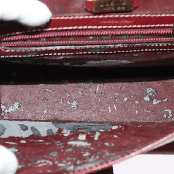 LOEWE Anagram Hand Bag Leather 2way Red Gold Auth 135569