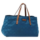 GUCCI GG Canvas Tote Bag Nylon Leather Blue Auth 135603-1