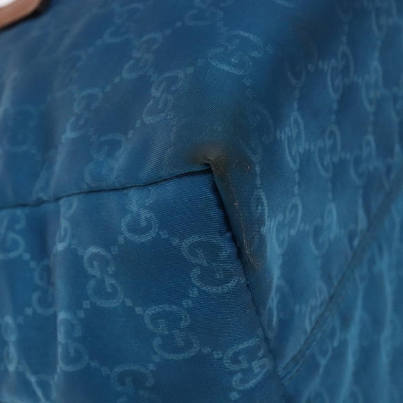 GUCCI GG Canvas Tote Bag Nylon Leather Blue Auth 135603