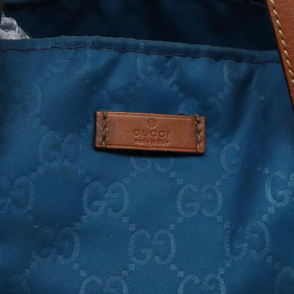 GUCCI GG Canvas Tote Bag Nylon Leather Blue Auth 135603