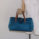 GUCCI GG Canvas Tote Bag Nylon Leather Blue Auth 135603-21