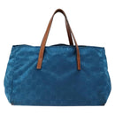 GUCCI GG Canvas Tote Bag Nylon Leather Blue Auth 135603-3