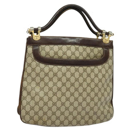 GUCCI GG Supreme Tote Bag PVC Beige Gold Auth 135605