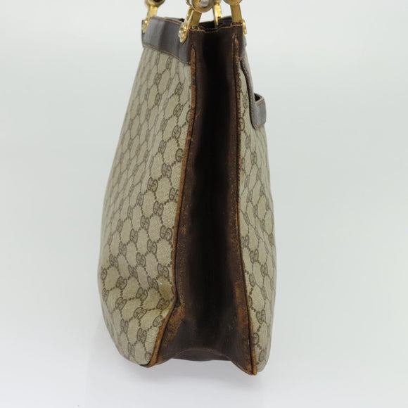GUCCI GG Supreme Tote Bag PVC Beige Gold Auth 135605