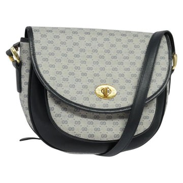 GUCCI Micro GG Supreme Shoulder Bag PVC Navy Gold Auth 135606