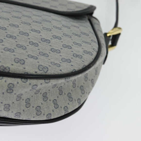 GUCCI Micro GG Supreme Shoulder Bag PVC Navy Gold Auth 135606