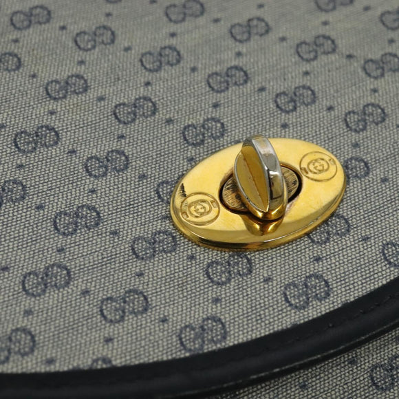 GUCCI Micro GG Supreme Shoulder Bag PVC Navy Gold Auth 135606