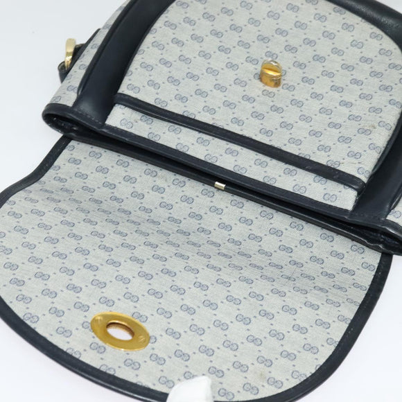 GUCCI Micro GG Supreme Shoulder Bag PVC Navy Gold Auth 135606