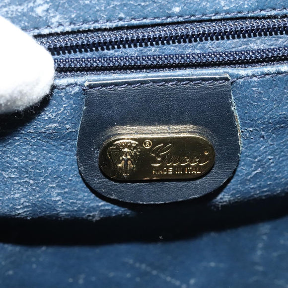 GUCCI Micro GG Supreme Shoulder Bag PVC Navy Gold Auth 135606