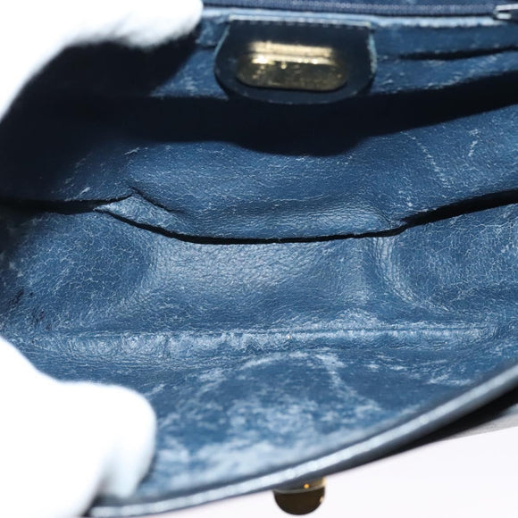 GUCCI Micro GG Supreme Shoulder Bag PVC Navy Gold Auth 135606