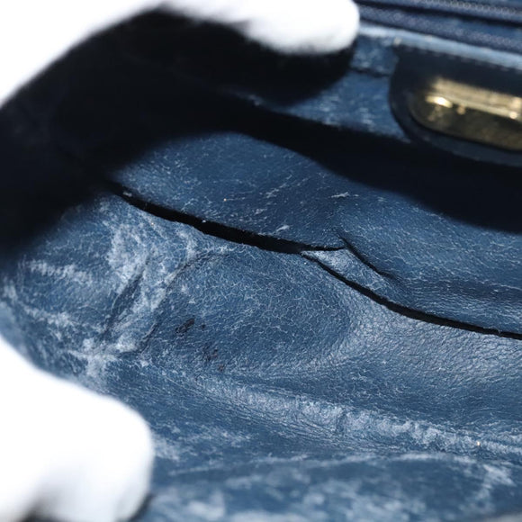 GUCCI Micro GG Supreme Shoulder Bag PVC Navy Gold Auth 135606