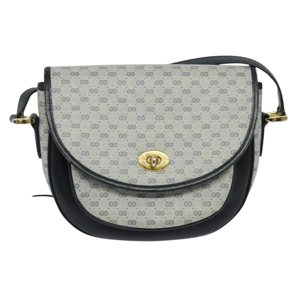 GUCCI Micro GG Supreme Shoulder Bag PVC Navy Gold Auth 135606