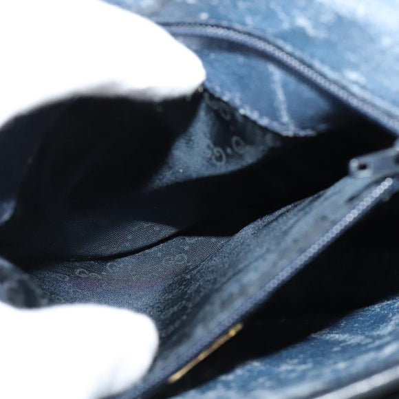 GUCCI Micro GG Supreme Shoulder Bag PVC Navy Gold Auth 135606