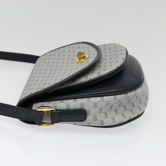 GUCCI Micro GG Supreme Shoulder Bag PVC Navy Gold Auth 135606