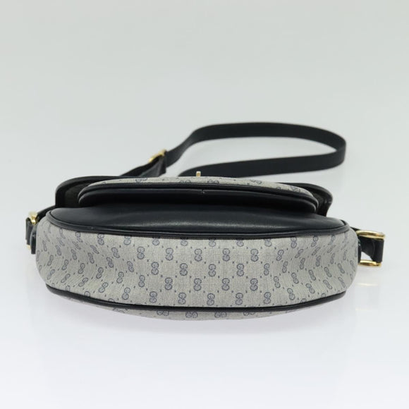 GUCCI Micro GG Supreme Shoulder Bag PVC Navy Gold Auth 135606