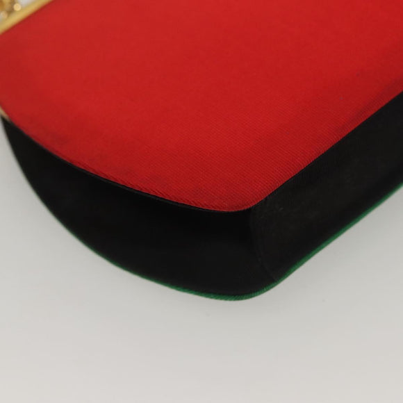 FENDI Hand Bag Nylon Red Gold Auth 135610