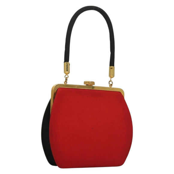 FENDI Hand Bag Nylon Red Gold Auth 135610