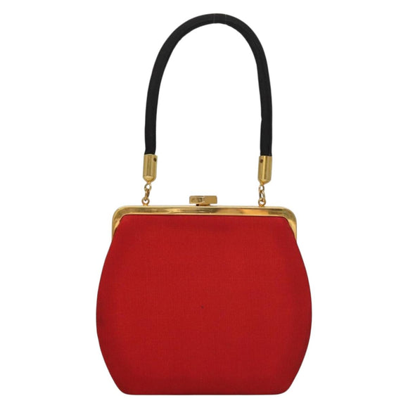 FENDI Hand Bag Nylon Red Gold Auth 135610
