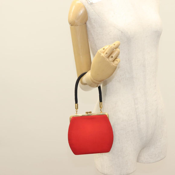 FENDI Hand Bag Nylon Red Gold Auth 135610