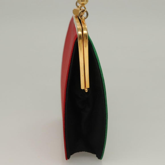 FENDI Hand Bag Nylon Red Gold Auth 135610