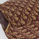 Christian Dior Trotter Canvas Shoulder Bag Red Gold Auth 135614-13