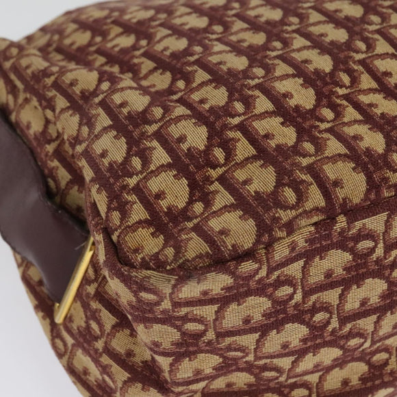 Christian Dior Trotter Canvas Shoulder Bag Red Gold Auth 135614