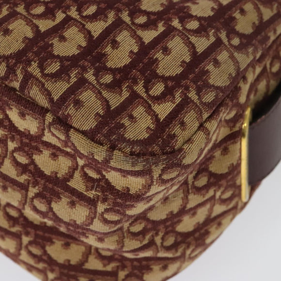 Christian Dior Trotter Canvas Shoulder Bag Red Gold Auth 135614