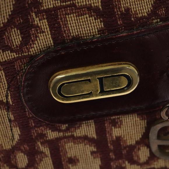 Christian Dior Trotter Canvas Shoulder Bag Red Gold Auth 135614