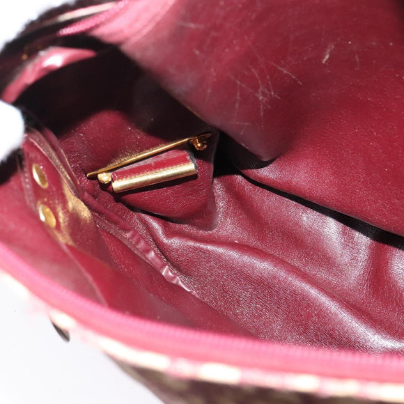 Christian Dior Trotter Canvas Shoulder Bag Red Gold Auth 135614