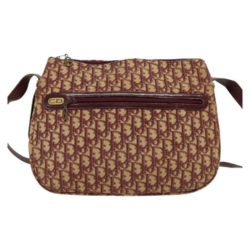 Christian Dior Trotter Canvas Shoulder Bag Red Gold Auth 135614 - 0